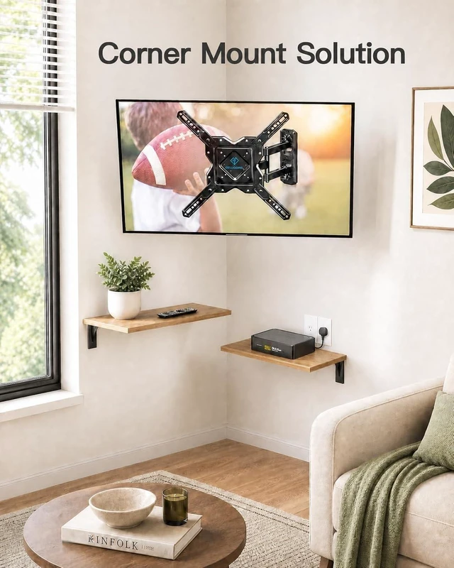 Alt view image 6 of 7 - PERLESMITH Full Motion TV Wall Mount Corner for 27-60 Inch TVs