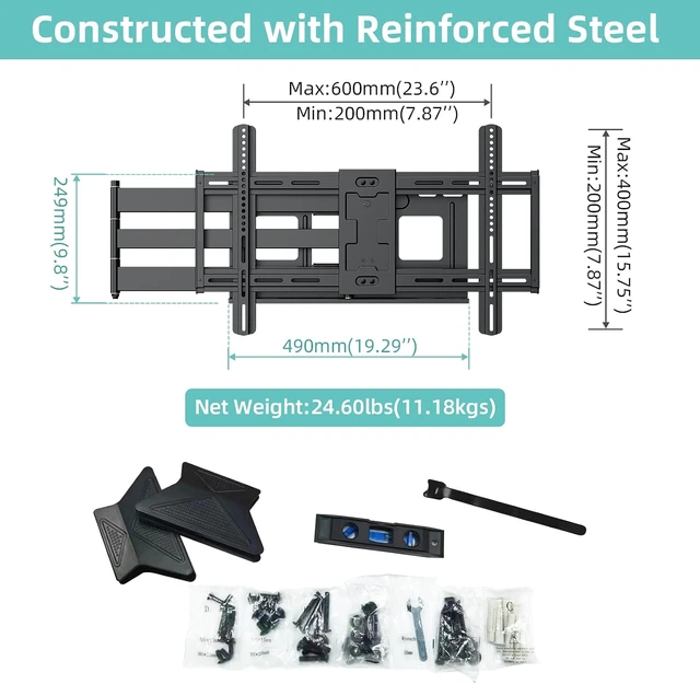 Alt view image 7 of 7 - HCMOUNTING Extra Long Arm Full Motion TV Wall Mount for 4280 TVs