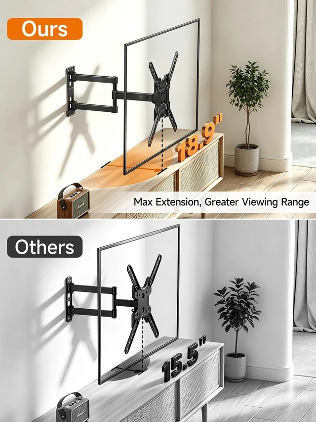 Alt view image 2 of 7 - Suptek TV Wall Mount Full Motion for 23-43-55-65 Inch TV Up to 77lbs