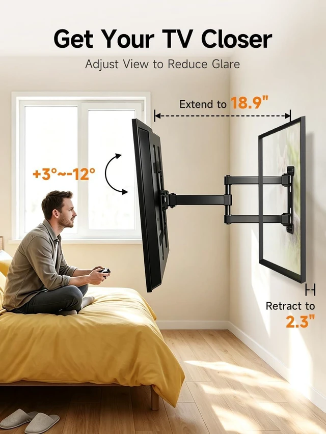 Alt view image 3 of 7 - Suptek TV Wall Mount Full Motion for 23-43-55-65 Inch TV Up to 77lbs