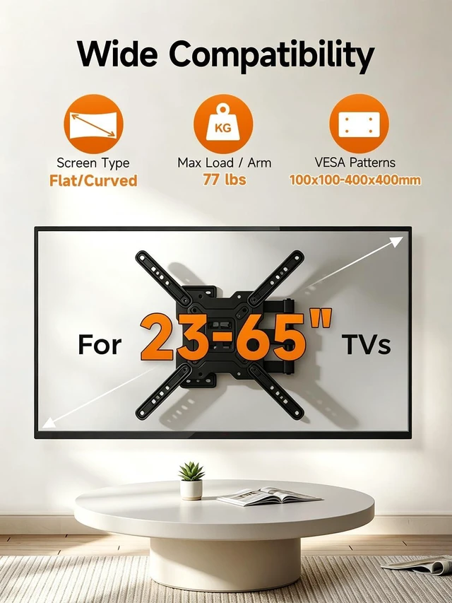 Alt view image 6 of 7 - Suptek TV Wall Mount Full Motion for 23-43-55-65 Inch TV Up to 77lbs