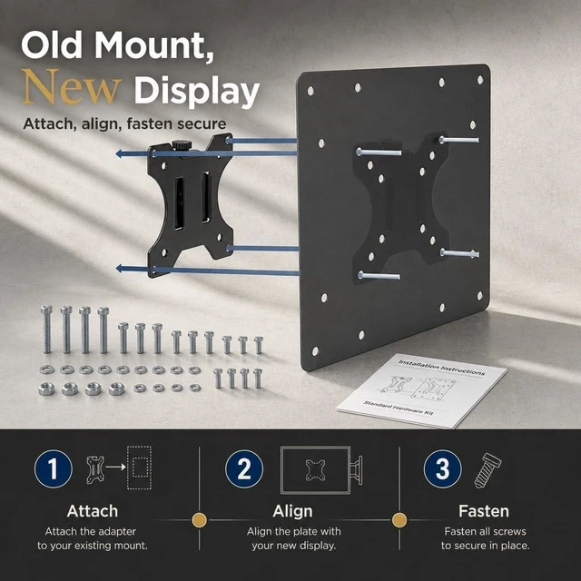Alt view image 5 of 7 - Mount-It! VESA Adapter Plate for TVs & Monitors, 75/100 to 200x200mm