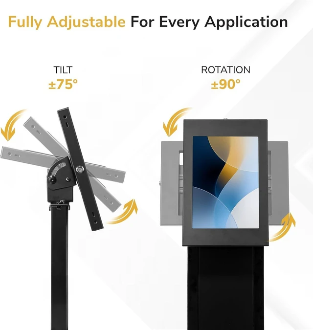 Alt view image 3 of 7 - Mount-It! Anti-Theft iPad Floor Stand, Locking Kiosk Enclosure, Black