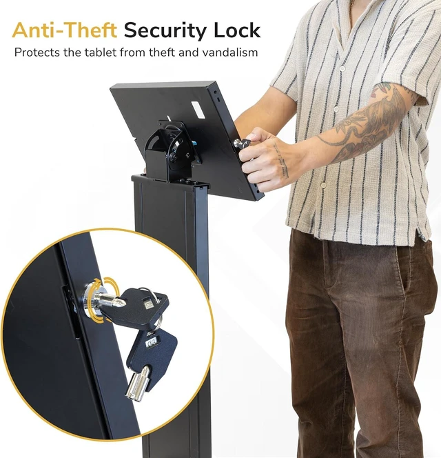 Alt view image 6 of 7 - Mount-It! Anti-Theft iPad Floor Stand, Locking Kiosk Enclosure, Black
