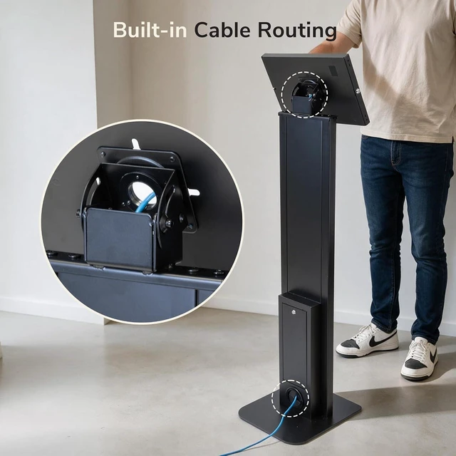 Alt view image 5 of 7 - Mount-It! Anti-Theft iPad Floor Stand, Locking Kiosk Enclosure, Black