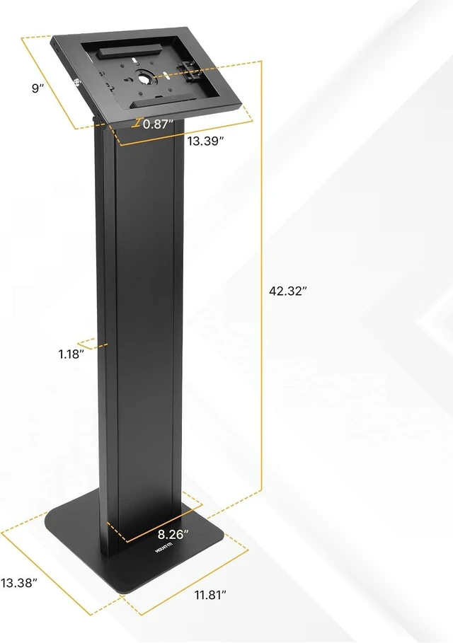 Alt view image 7 of 7 - Mount-It! Anti-Theft iPad Floor Stand, Locking Kiosk Enclosure, Black