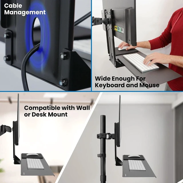 Alt view image 3 of 7 - Mount-It! Monitor and Keyboard Wall Mount