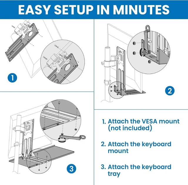 Alt view image 6 of 7 - Mount-It! Monitor and Keyboard Wall Mount