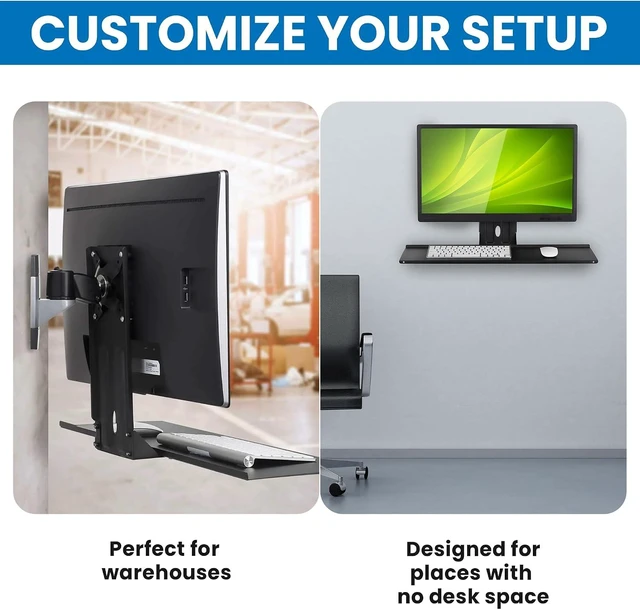 Alt view image 7 of 7 - Mount-It! Monitor and Keyboard Wall Mount