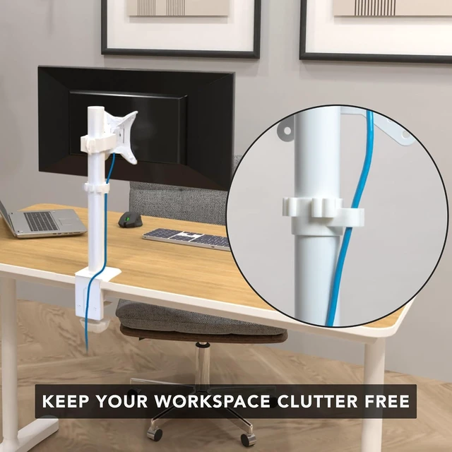 Alt view image 7 of 7 - Mount-It! White Single Monitor Stand, Fits up to 32"
