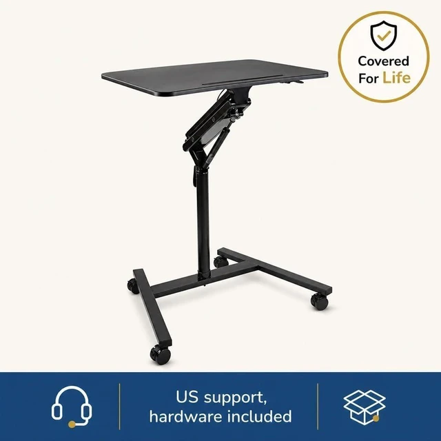 Alt view image 5 of 7 - Mount-It! Mobile Standing Desk with Wheels, Gas Spring, 27x20 in, 33 lb Cap