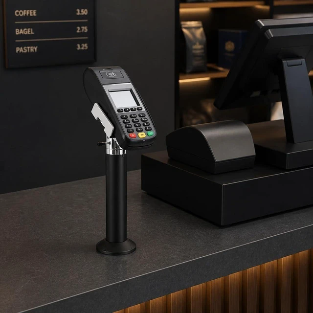 Alt view image 2 of 7 - Mount-It! Universal Credit Card POS Terminal Stand, Tilt/Swivel, Steel