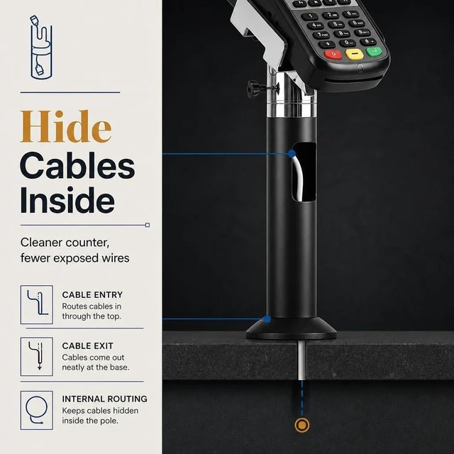 Alt view image 4 of 7 - Mount-It! Universal Credit Card POS Terminal Stand, Tilt/Swivel, Steel