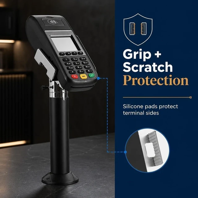 Alt view image 6 of 7 - Mount-It! Universal Credit Card POS Terminal Stand, Tilt/Swivel, Steel