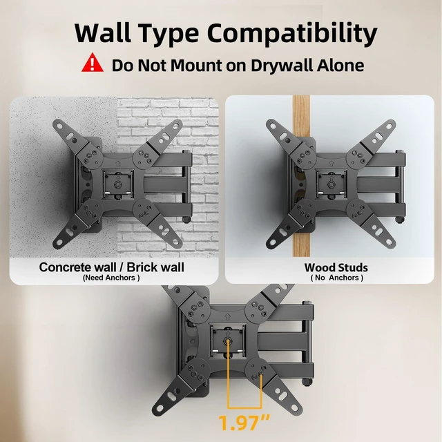 Alt view image 7 of 7 - IWORKBOARD 32+ 40 inch Full Motion TV Wall Mount for 13-43" TVs & Monitor, 360° Rotating Small TV Mount Bracket,Articulating Swivel Tilting Extension, Max VESA 200x200mm, Single Studs, 55 lbs