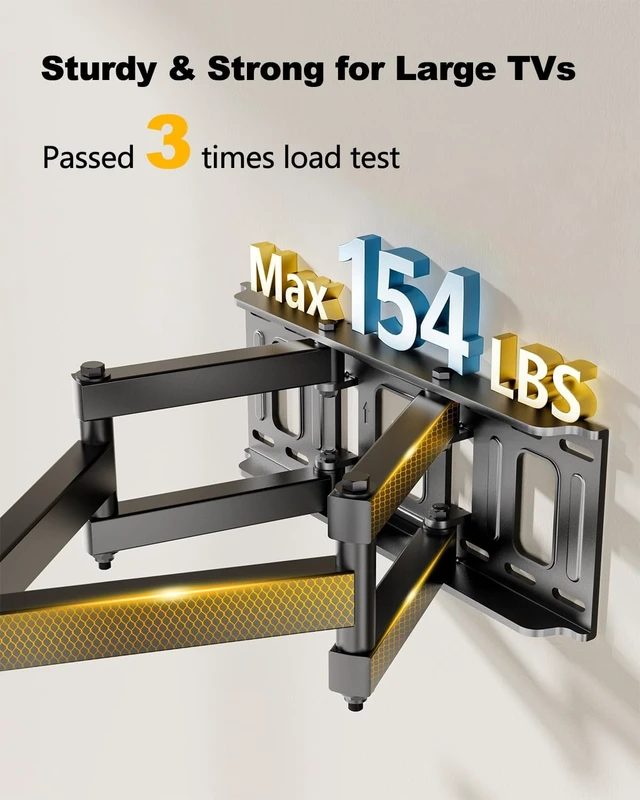 Alt view image 5 of 7 - FORGING MOUNT Full Motion TV Wall Mount with Power Outlets for 4290" Screens, Pre-Assembled TV Mount Smooth Swivel Tilt,Extension Wall Mount Bracket, VESA 800x400mm Holds 154 lbs, 12/16 Studs