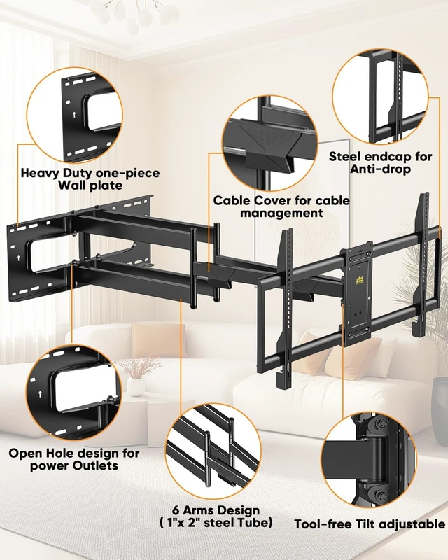 Alt view image 5 of 7 - FORGING MOUNT Long Arm TV Wall Mount for Most 42-95 inch TVs,