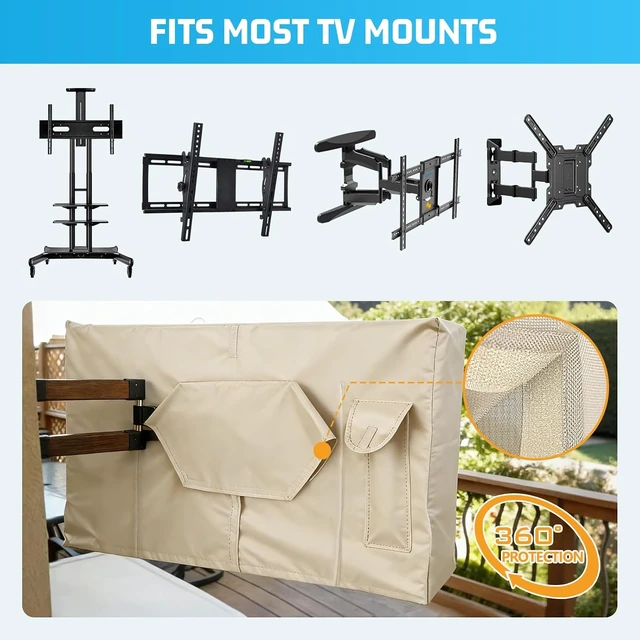 Alt view image 3 of 7 - Outdoor TV Cover 41-43 Inch Weatherproof, 600D Zipper Outside TV Covers