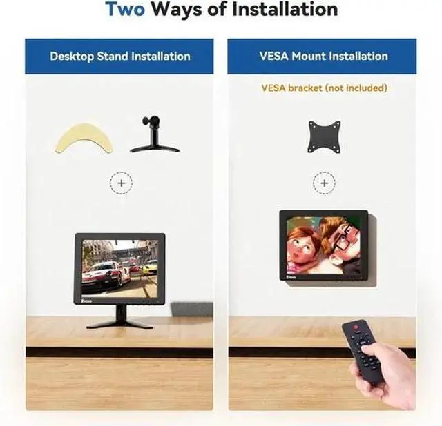 Alt view image 7 of 7 - 8 inch Monitor Portable Small HDMI Display Screen,1024x768 w/ Remote Control