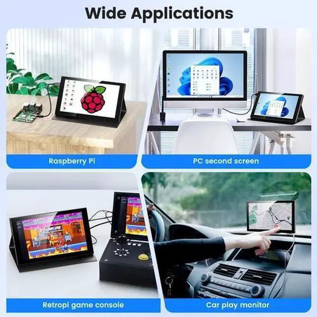 Alt view image 7 of 7 - 7 In Portable Touch Screen Monitor HDMI USB-C for Raspberry Pi/PC/Switch Gaming