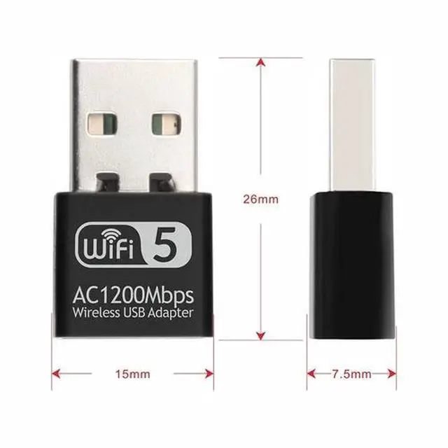 Alt view image 2 of 6 - USB WiFi Wireless AC1200 Mbps Adapter Dongle USB 3.0 Network Card for PC Laptop