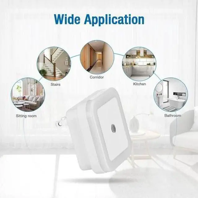 Alt view image 5 of 7 - 6-Pcs Plug-in LED Night Lights Lamp Dusk to Dawn Sensor Hallway Kitchen Bathroom