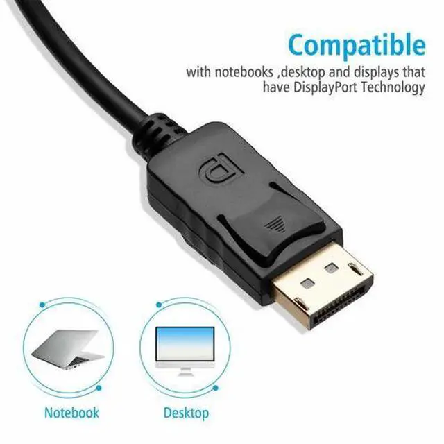 Alt view image 2 of 7 - 10FT Display Port DP to HDMI Cable Adapter Converter Audio Video PC HDTV 1080P