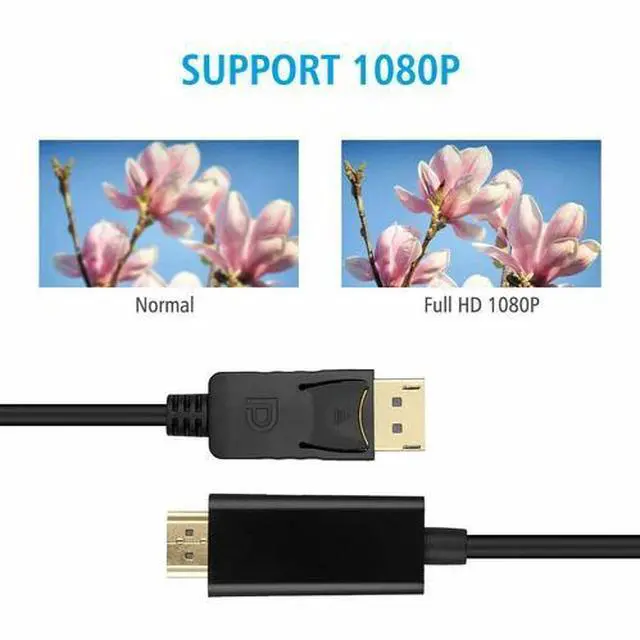 Alt view image 5 of 7 - 10FT Display Port DP to HDMI Cable Adapter Converter Audio Video PC HDTV 1080P