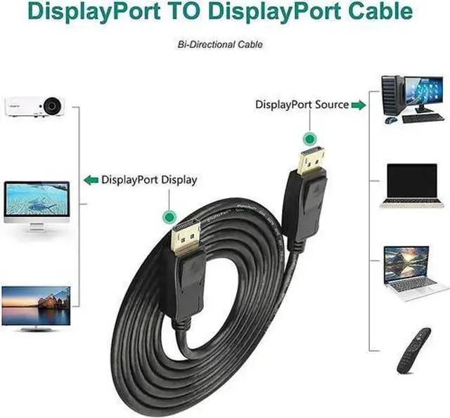 Alt view image 5 of 5 - Display Port to Display Port Cable DP to DP 4K 60Hz High Speed Video Audio 6 ft