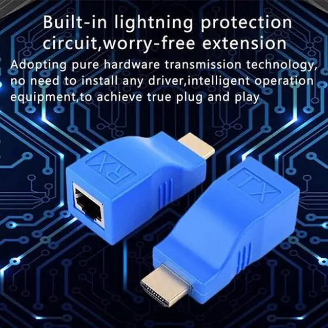 Alt view image 2 of 7 - 4K 1080P HDMI Extender to RJ45 Over Cat 5e/6 Network LAN Ethernet Adapter 2 PCS