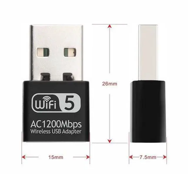 Alt view image 4 of 6 - Wireless Lan USB PC WiFi Adapter Network 802.11AC 1200Mbps Dual Band 2.4G / 5G