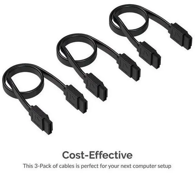 Alt view image 4 of 7 - 3 Pack SATA III 6 Gbit/s Straight Data Cable with Lock Latch for HDD/SSD/CD/DVD