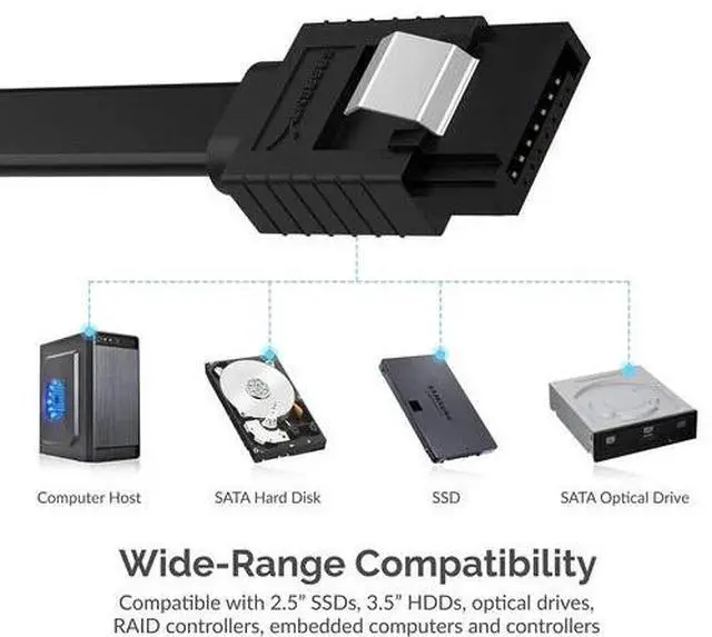 Alt view image 5 of 7 - 3 Pack SATA III 6 Gbit/s Straight Data Cable with Lock Latch for HDD/SSD/CD/DVD