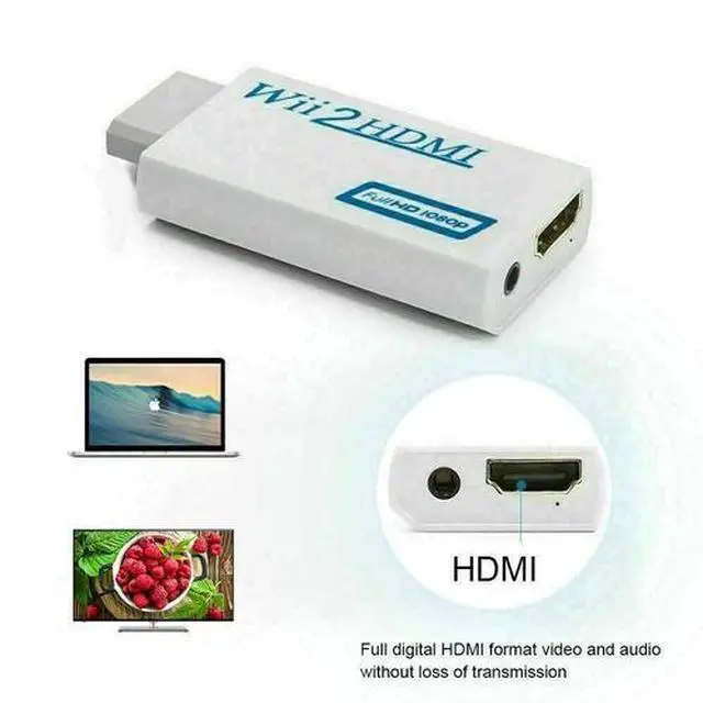 Alt view image 7 of 7 - Portable Wii to HDMI Wii2HDMI Full HD Converter Audio Output Adapter TV Black