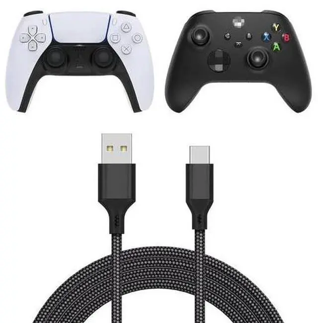 Alt view image 2 of 7 - Charging Cable for Xbox Series PS5/PS5 Pro Controller 10 FT Replacement Black