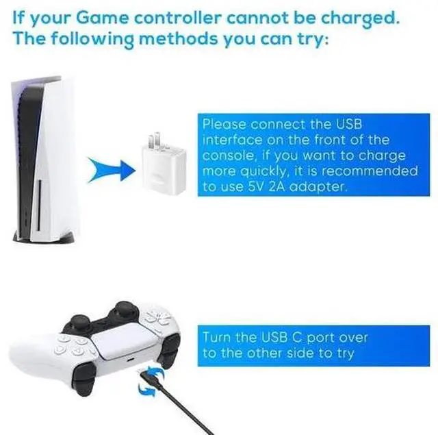 Alt view image 3 of 7 - Charging Cable for Xbox Series PS5/PS5 Pro Controller 10 FT Replacement Black