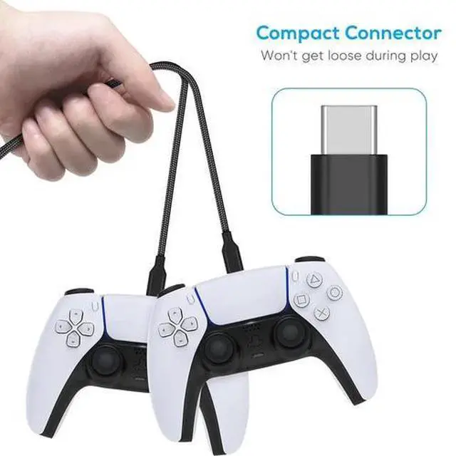 Alt view image 6 of 7 - Charging Cable for Xbox Series PS5/PS5 Pro Controller 10 FT Replacement Black