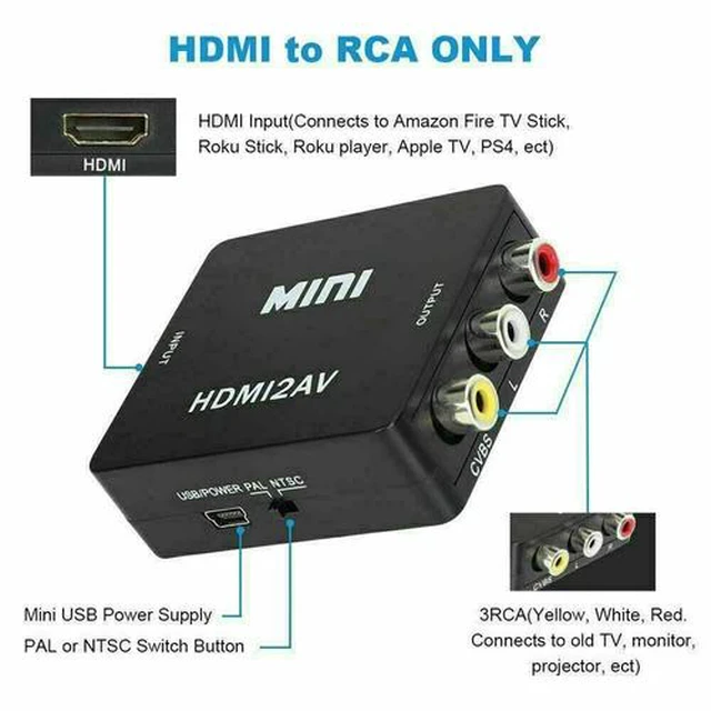 Alt view image 6 of 7 - HDMI To RCA AV Adapter Converter Cable CVBS 3RCA 1080P Composite Video Audio