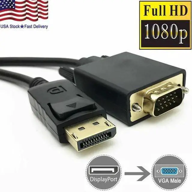 Main image of 6 Feet Gold Plated DisplayPort DP Male to VGA Male Cable Cord For Lenovo Dell HP