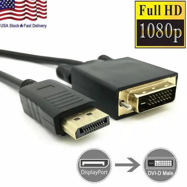 Alt view image 2 of 7 - 6 Feet Gold Plated DisplayPort DP to DVI-D Male Dual Link Cable Adapter 1080p