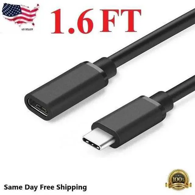 Main image of NEW Type C USB 3.1 Male to USB-C Female Extension Data Cable Extender Cord Black