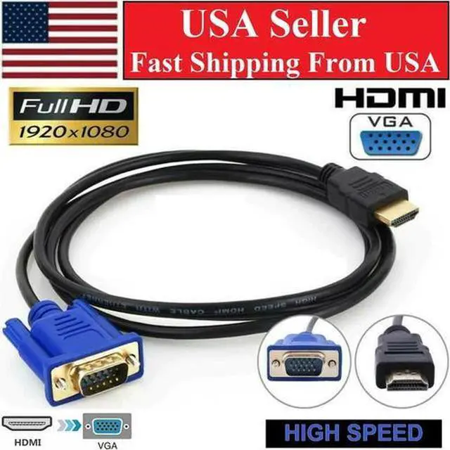 Main image of HDMI Male to VGA Male Video Converter Adapter Cable for PC DVD 1080p HDTV 6FT