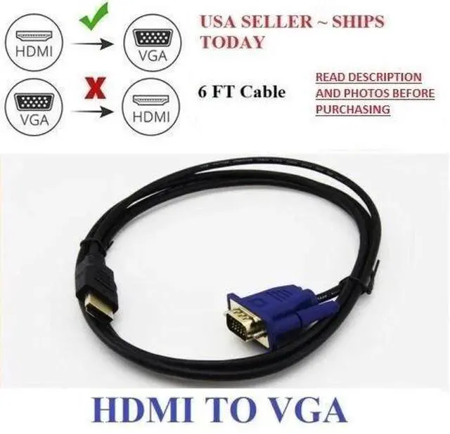 Alt view image 2 of 7 - HDMI Male to VGA Male Video Converter Adapter Cable for PC DVD 1080p HDTV 6FT