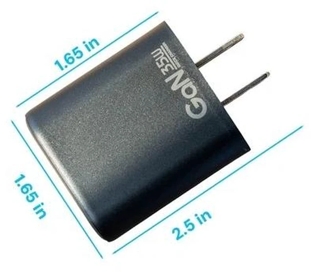 Alt view image 6 of 7 - 35W GaN Fast Wall Charger Block Dual Port USB-C & USB-A PD QC 3.0 Foldable Plug