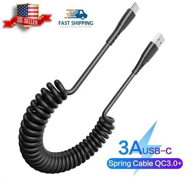 Main image of 66W Spring Coiled Fast Charge Cable for Samsung Galaxy S23/LG-Car Charger Cord