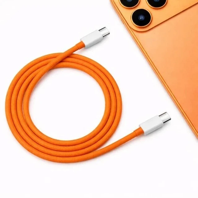Alt view image 3 of 4 - 60W USB-C Woven Fast Charging Cable for iPhone 15 16 17 Braided Data Cord Orange