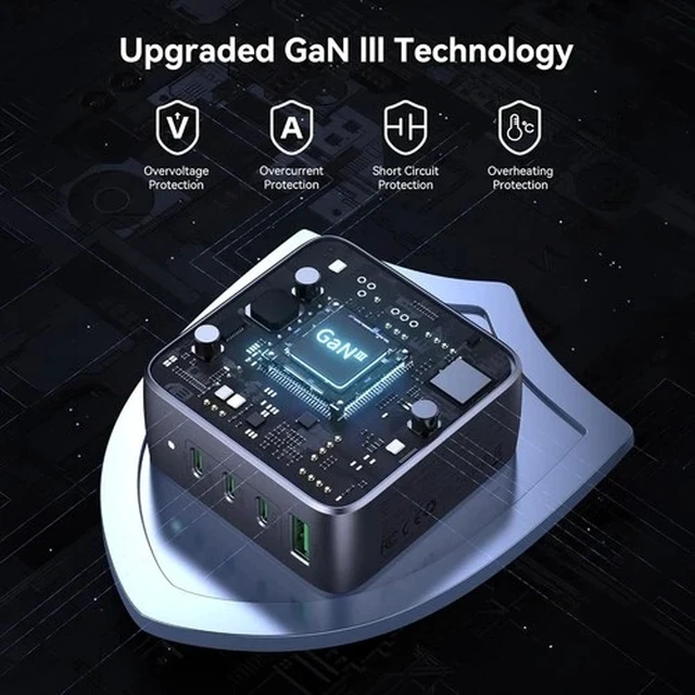 Alt view image 2 of 7 - 100W GaN USB C Charger 4-Port PD 3.1 Fast Wall Charger Adapter Laptop MacBook