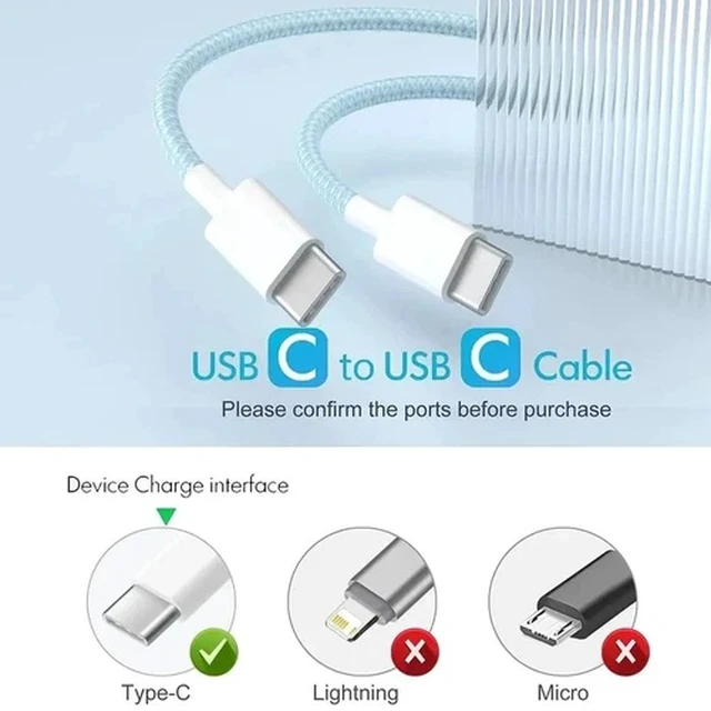 Alt view image 4 of 4 - 33W USB-C To USB-C 3 FT Charger Cable Charging Cord For iPhone 15/16/17/PROMAX
