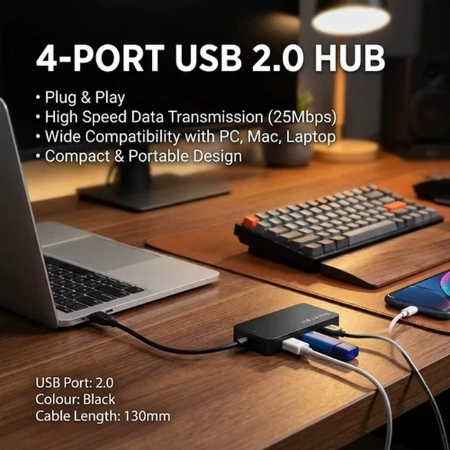 Alt view image 4 of 7 - USB 3.0 Hub 4 Port High Speed 5Gbps Multi Splitter Adapter for PC Laptop Windows