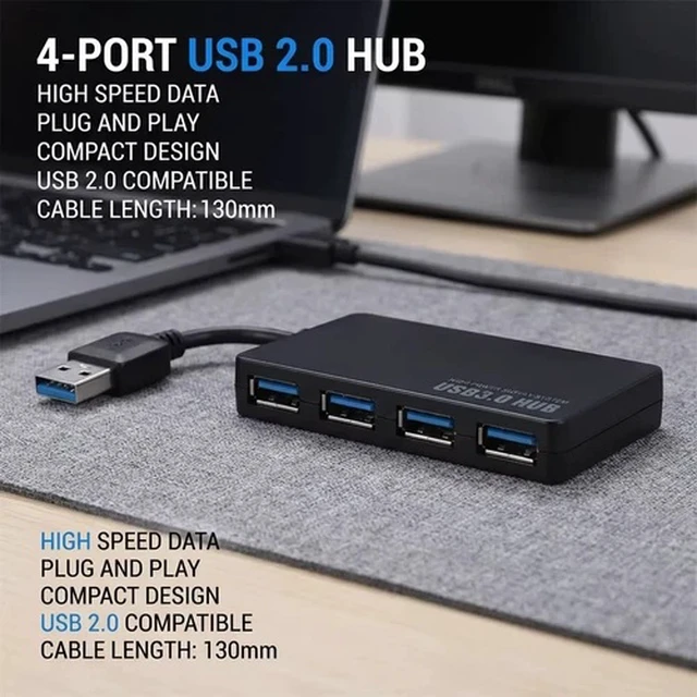 Alt view image 5 of 7 - USB 3.0 Hub 4 Port High Speed 5Gbps Multi Splitter Adapter for PC Laptop Windows